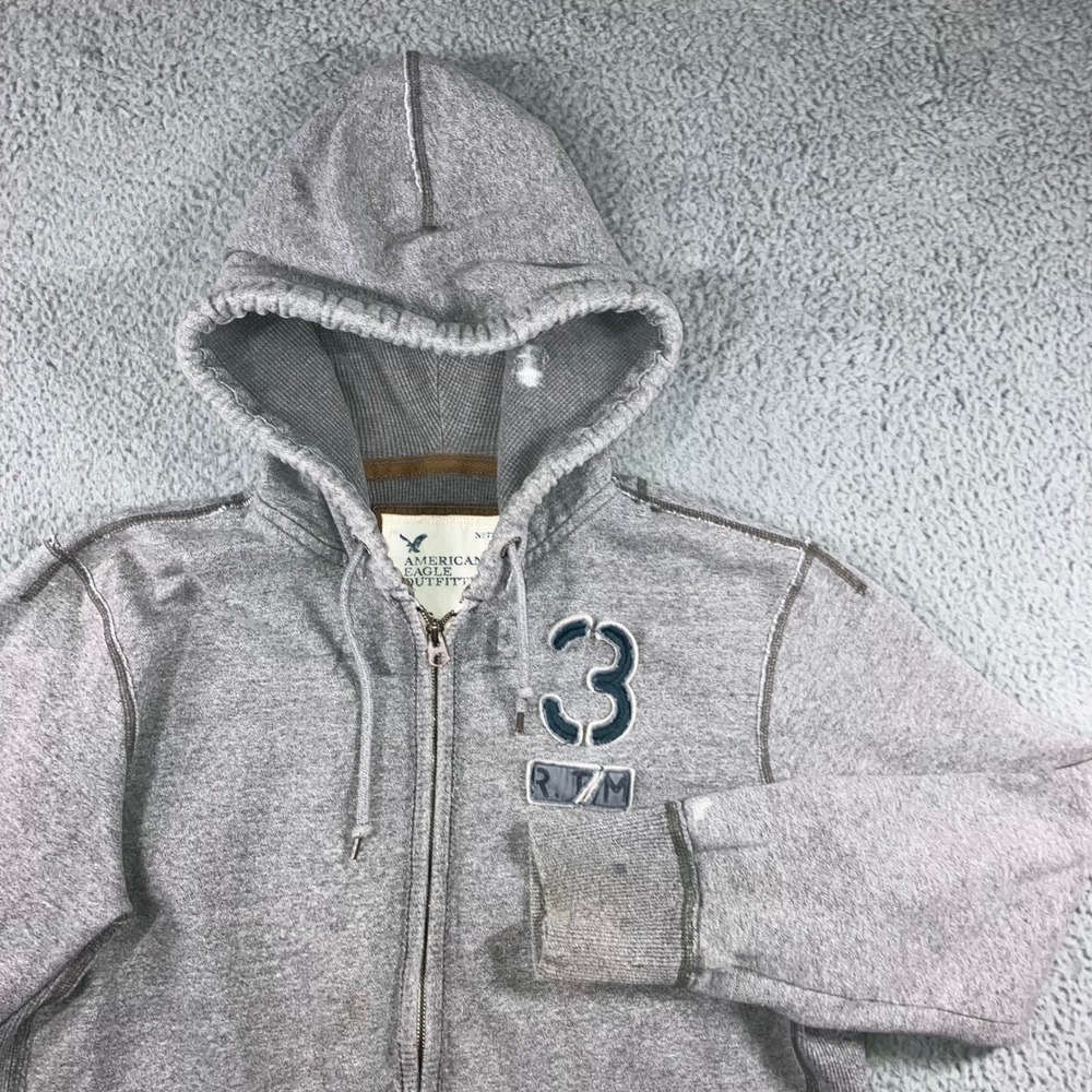 Vtg American‎ Eagle Full Zip Hoodie Sweatshirt Men Large Embroidered Y2K Grunge